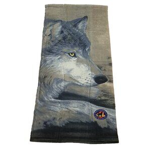 NEW Wolf Beach Towel NWOT Defenders of Wildlife 100% Cotton Gray 60x30